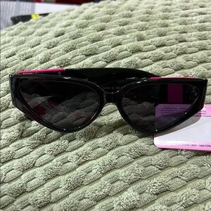 Betsey Johnson Black and Pink Cat-Eye Sunglasses